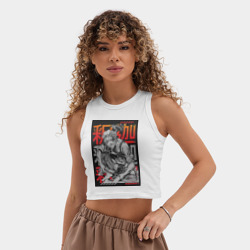 Женская укороченная майка-топ хлопок Повесть о конце света Будда Древнеиндийский бог - фото 2