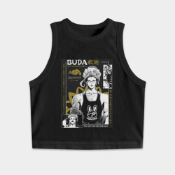 Женская укороченная майка-топ хлопок Повесть о конце света Будда бог просветления
