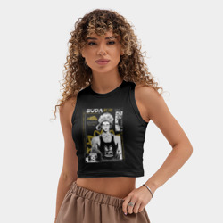 Женская укороченная майка-топ хлопок Повесть о конце света Будда бог просветления - фото 2