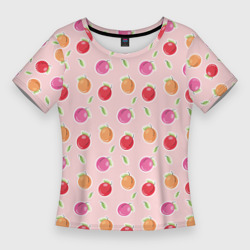 Паттерн красочная слива – Женская футболка 3D Slim с принтом купить