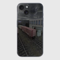 Чехол для iPhone 15 силиконовый с защитой камеры Counter Strike 1.6 de_train