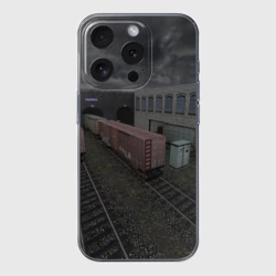 Чехол для iPhone 15 Pro силиконовый с защитой камеры Counter Strike 1.6 de_train