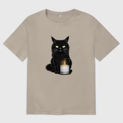 Мужская футболка хлопок Oversize Кот с примусом