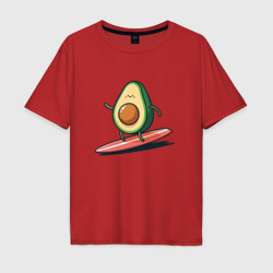 Веселый забавный авокадо катается на серфе – Мужская футболка хлопок Oversize с принтом купить со скидкой в -16%