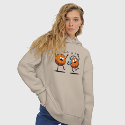 Женское худи Oversize хлопок Два забавных безумных кокоса танцуют под музыку - фото 2