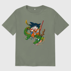 Женская футболка хлопок Oversize Драконий жемчуг Гоку Сон