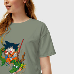 Женская футболка хлопок Oversize Драконий жемчуг Гоку Сон - фото 2