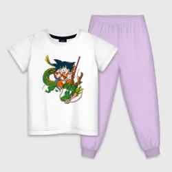 Детская пижама с белой футболкой Драконий жемчуг Гоку Сон