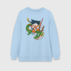 Женский свитшот oversize без начеса хлопок Драконий жемчуг Гоку Сон