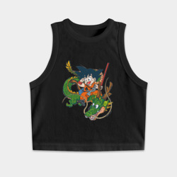 Женская укороченная майка-топ хлопок Драконий жемчуг Гоку Сон