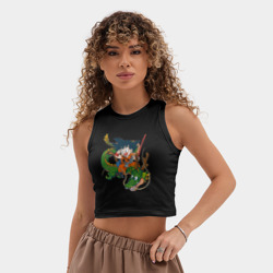 Женская укороченная майка-топ хлопок Драконий жемчуг Гоку Сон - фото 2