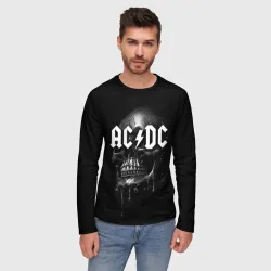 Мужской лонгслив 3D AC DC - большой череп с подтеками - фото 2