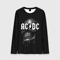 Мужской лонгслив 3D AC DC - большой череп с подтеками