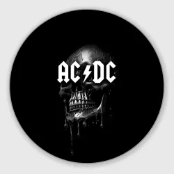 Круглый коврик для мышки AC DC - большой череп с подтеками