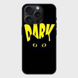 Чехол силиконовый для Apple iPhone 15 Pro Мax матовый Черный кот светящиеся глаза - dark