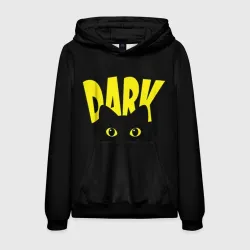 Мужская толстовка 3D Черный кот светящиеся глаза - dark