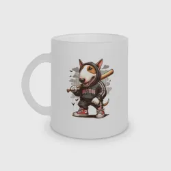 Кружка матовая стеклянная Bully with a baseball bat - ai art fantasy