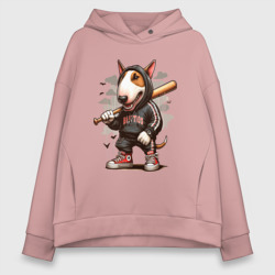 Женское худи Oversize хлопок Bully with a baseball bat - ai art fantasy