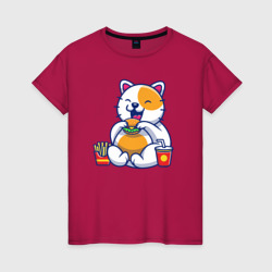 Кот проглот – Женская футболка хлопок с принтом купить