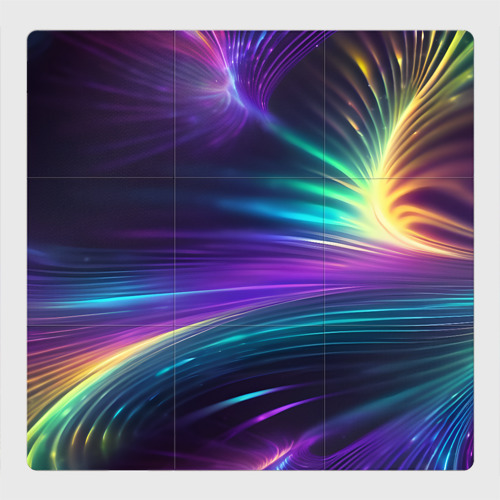 Магнитный плакат 3x3 с принтом Неоновые лучи на фиолетовом фоне, вид спереди №1