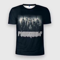 Мужская футболка 3D Slim Powerwolf band grey