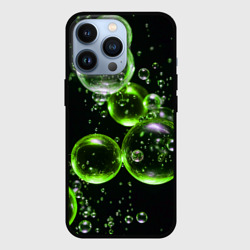 Зеленые пузыри на черном – Чехол для iPhone 13 Pro с принтом купить