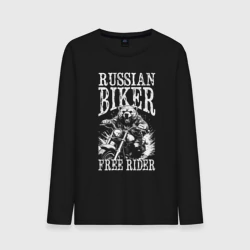 Мужской лонгслив хлопок Медведь байкер