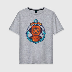 Ретро моряк аквалангист – Женская футболка хлопок Oversize с принтом купить со скидкой в -16%