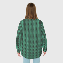 Рубашка с принтом Чёрно-зелёный полосы в горошек для любого человека, вид сзади №2. Цвет основы: белый