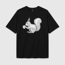Мужская футболка Oversize хлопок texturе Белочка с орешком