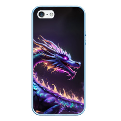 Неоновый сиреневый дракон на черном фоне – Чехол для iPhone 5/5S матовый с принтом купить