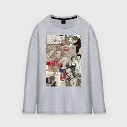 Женский лонгслив oversize хлопок Нана Осаки коллаж