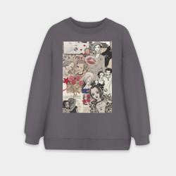Женский свитшот oversize без начеса хлопок Нана Осаки коллаж