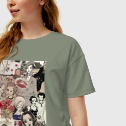 Женская футболка хлопок Oversize Нана Осаки коллаж - фото 2