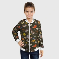 Детский бомбер 3D Птицы и бабочки с цветами паттерн - фото 2