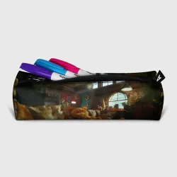 Пенал школьный 3D Ленивый рыжий кот на диване и большая пицца - фото 2