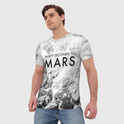 Мужская футболка 3D Thirty Seconds to Mars white graphite - фото 2