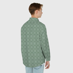 Рубашка с принтом Кружевной узор зелёный для любого человека, вид сзади №2. Цвет основы: белый