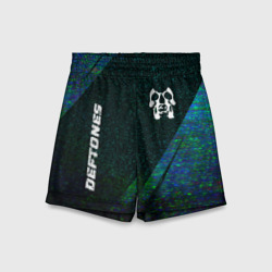 Детские спортивные шорты 3D Deftones glitch blue