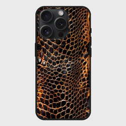 Чехол силиконовый для Apple iPhone 15 Pro Мax матовый Реалистичная кожа змеи темно коричневая