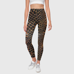 Леггинсы 3D Реалистичная кожа змеи темно коричневая - фото 2