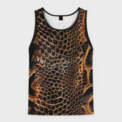 Мужская майка 3D Реалистичная кожа змеи темно коричневая