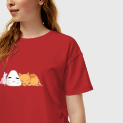 Женская футболка хлопок Oversize Корзинка фруктов Кё Сома кот - фото 2