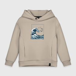 Детское худи Oversize хлопок Большая волна в стиле японской картины винтаж