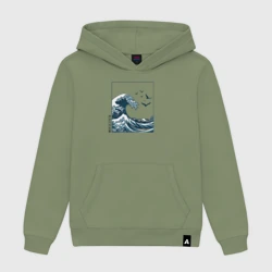 Женская толстовка хлопок Большая волна в стиле японской картины винтаж