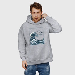 Мужское худи Oversize хлопок Большая волна в стиле японской картины винтаж - фото 2