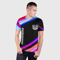 Мужская футболка 3D Slim Radiohead neon rock lights - фото 2