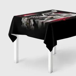 Скатерть 3D Темный дворецкий Гробовщик танцует со скелетом