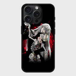 Чехол силиконовый для Apple iPhone 15 Pro матовый Темный дворецкий Гробовщик танцует со скелетом