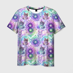 Мандала с котами внутри – Мужская футболка 3D с принтом купить со скидкой в -26%
